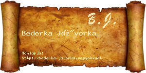 Bederka Jávorka névjegykártya